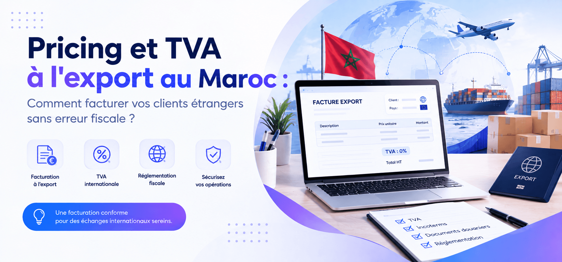 Cover: Pricing et TVA à l'export au Maroc : comment facturer vos clients étrangers sans erreur fiscale