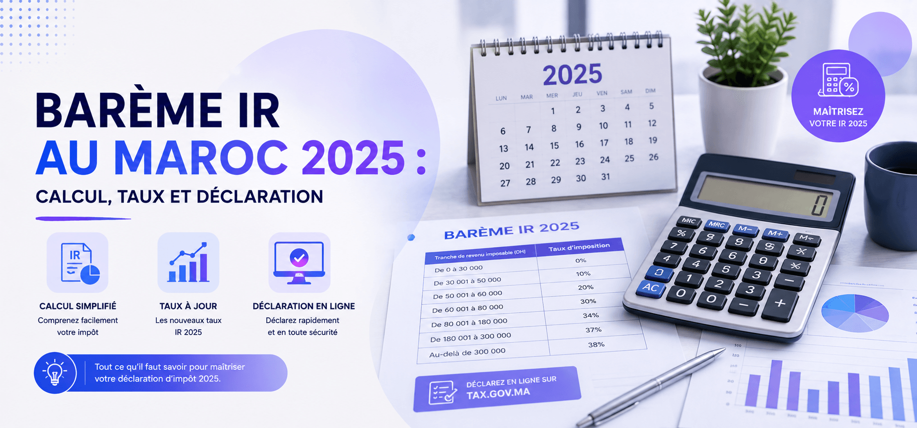 Barème IR au Maroc 2025 : calcul, taux et déclaration