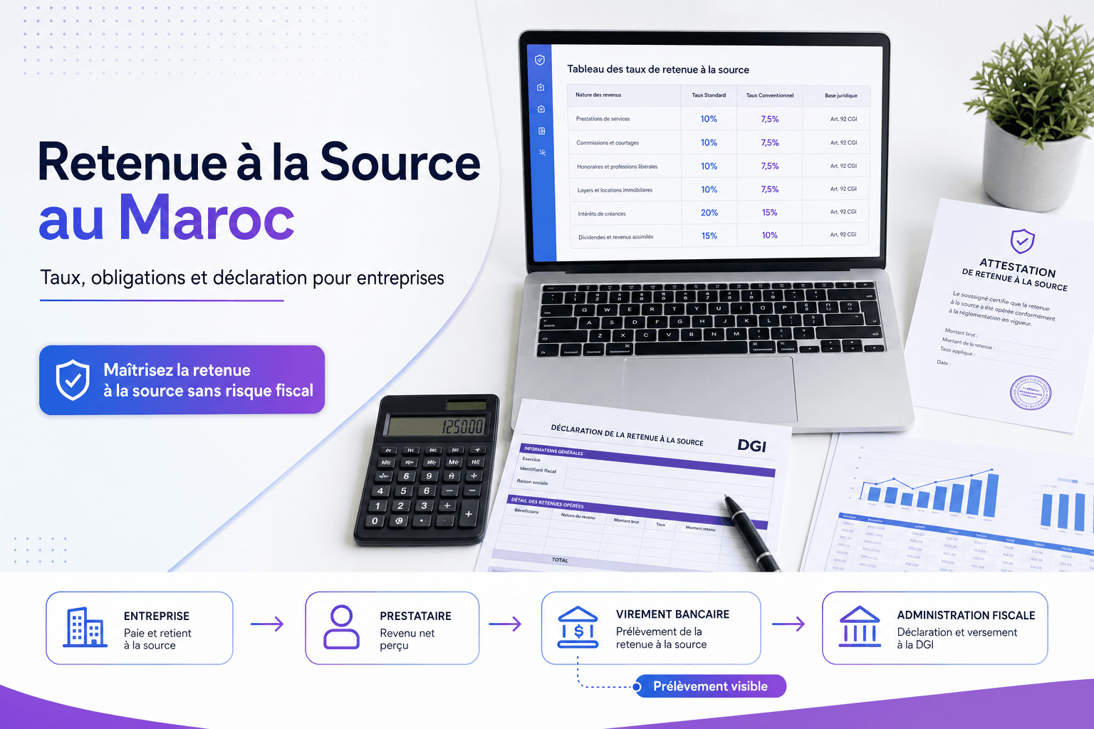 Retenue à la source au Maroc : mécanisme, taux et obligations pour les entreprises
